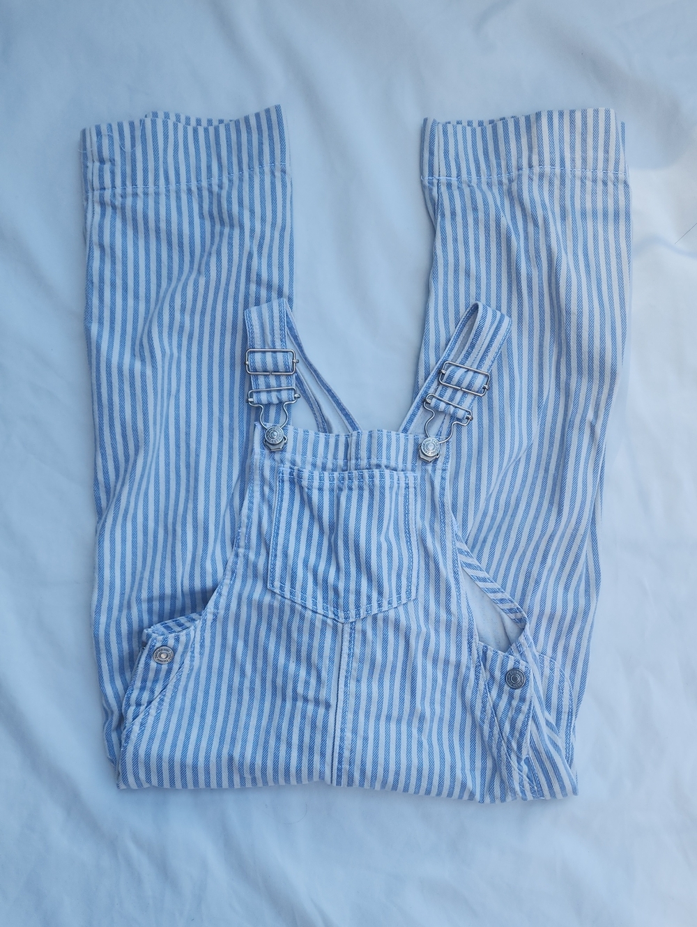 Zara Size 5 Overalls Denim Blue And White Striped